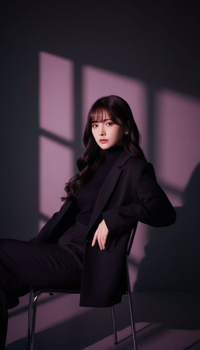 A stylish cinematic portrait of a young woman