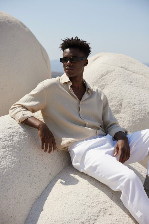 Сидит на огромной гладкой белой скале