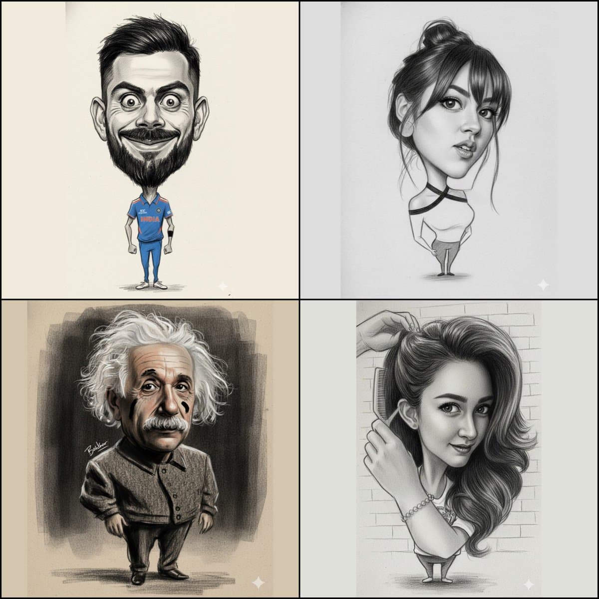 Großkopfige Comics im Bleistift-Stil