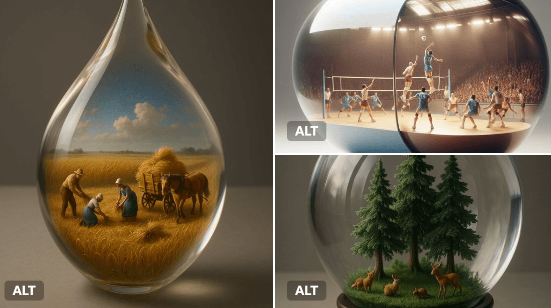 Inside the transparent container lies a miniature 3D world.
