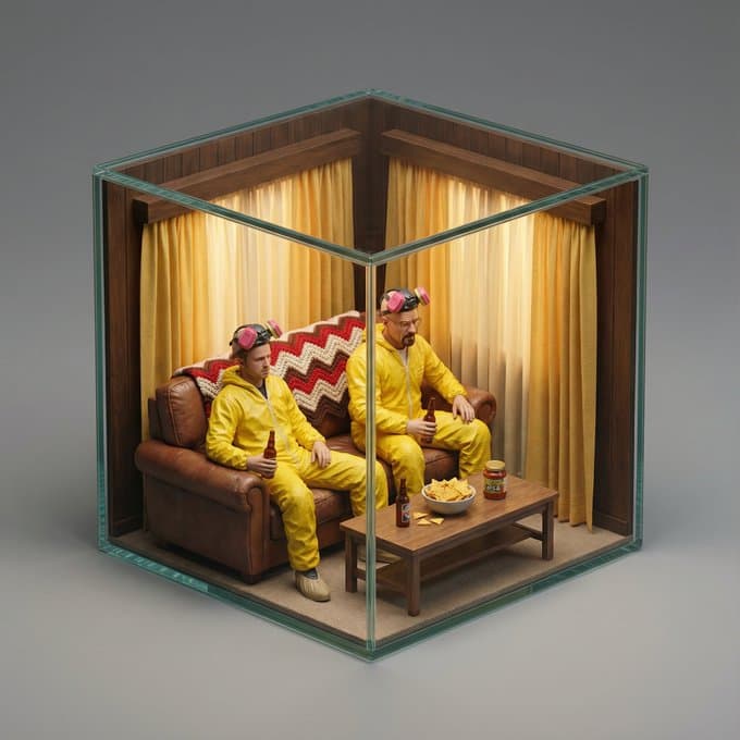 Movie scenes transformed into miniature isometric dioramas. Movie scenes transformed into miniature isometric dioramas.